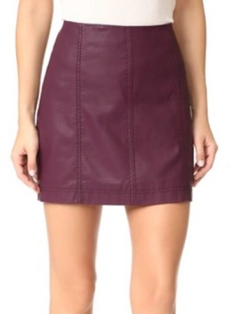 Free People Modern Femme Vegan Leather Mini Skirt Plum Berry Size 4